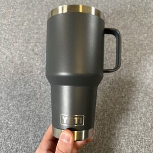 YETI Rambler 35oz Travel Mug Tumbler Charcoal Gray Handle No Lid Stainless